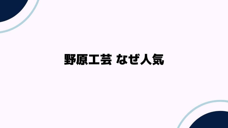 野原工芸 なぜ人気？その魅力を徹底解説